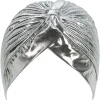 turban métallique tête enveloppement chapeau bandeau bandana casquette couleur or et argent hijab tête enveloppement bonnet chapeau musulman chimio casquette