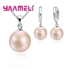 ensembles de bijoux de mariage lisses pour femmes, collier de perles en argent regardé 925, boucles d'oreilles créoles, accessoires de mode