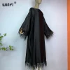 winyi robe hijab noire confortable pour femmes musulmanes, robe de ramadan, kaftan, couverture complète, abaya, cheveux d'autruche, haute qualité, mode
