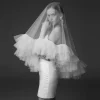 voile de mariage court 2 couches voiles de mariée couverture visage fard à joues longueur du coude voile magnifique accessoires de cheveux de mariage halloween v183