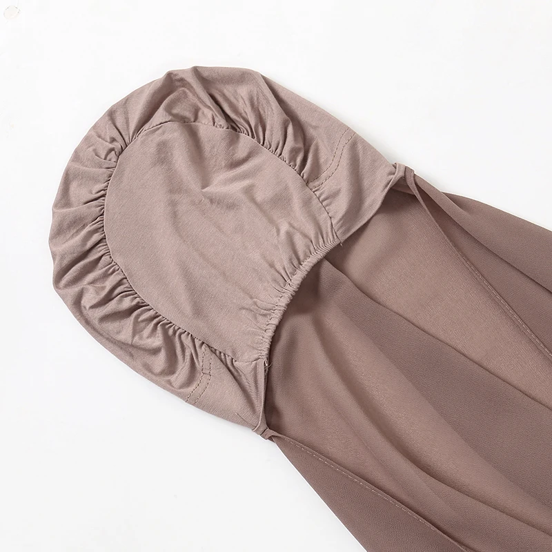 hijab instantané avec casquette en jersey de mousseline de soie pour femme musulmane, voile, mode islamique, Écharpe de sauna