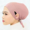 Foulard de tête sous-capuchon avec trou d&rsquo;oreille Hijabs pour femmes cravate élastique Hijab femmes Hijab casquettes de couverture Bandana islamique sous écharpe filles