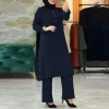 costume abaya musulman pour femmes, ensembles assortis élégants, chemise longue à la mode, hauts et pantalons à jambes larges, tenues du ramadan, survêtements urbains