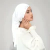 hijab en jersey de strass scintillants, écharpe musulmane triangulaire beige, bandeau islamique doux et extensible avec détails éblouissants pour le quotidien