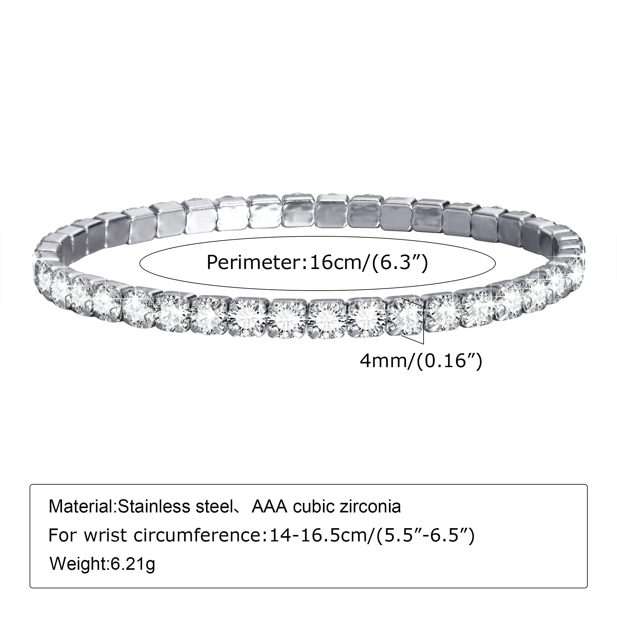 Bracelet de Tennis élastique en acier inoxydable pour femmes, plaqué or, chaîne à maillons minimalistes, bijoux