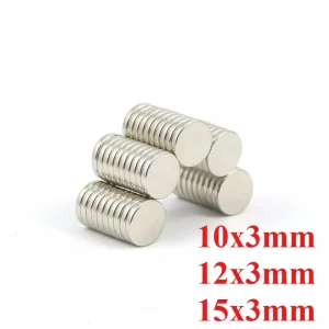 Aimants circulaires ultra-forts 10×3/12×3/15×3 mm de tailles assorties : parfaits pour les réfrigérateurs, la maison, le bureau et les projets créatifs