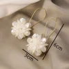 boucles d'oreilles boule de pétale de perle pour femmes, tendance, longues boucles d'oreilles boule de fleur, boucle d'oreille géométrique, bijoux cadeaux de fête et de vacances