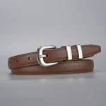 Ceinture décorative à boucle argentée pour femmes, en cuir véritable, Simple, à la mode, peut correspondre au jean, costume, ceinture de taille, peau de vache à deux couches