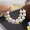 Boucles d&rsquo;oreilles pour femmes, accessoires, nouvelle mode, perles rondes, cœur d&rsquo;amour, cerceau coloré, loisirs, fête, vacances, bijoux, 2025