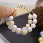 Boucles d&rsquo;oreilles pour femmes, accessoires, nouvelle mode, perles rondes, cœur d&rsquo;amour, cerceau coloré, loisirs, fête, vacances, bijoux, 2025