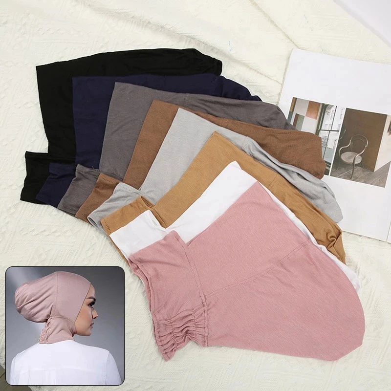 casquette intérieure musulmane hijab pour femmes, sous écharpe solide, turban, chapeau islamique musulman, prêt à porter, couvre chef