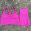 ensemble de vêtements de yoga 2 pièces, ensemble short de sport pour femmes, soutien gorge croisé dans le dos, haut, short taille haute, costume de fitness, survêtement d'entraînement de course