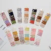 10 pièces/lot ins 6cm fleur imprimé coton alliage cheveux arc snap clips ensemble tissu plaid bobby épingles à cheveux pinces à cheveux filles enfants chapeaux