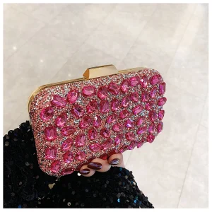 Pochette de soirée en cristal brillant pour femmes, sac à main de luxe avec strass, exquis, pour fête de mariage, Banquet, chaîne en diamant