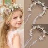 Bandeau élégant pour filles, imitation de perles, coiffure pour bébés filles, couronne de fleurs, guirlande de mariée, cerceau de tête, bandeaux de mariage