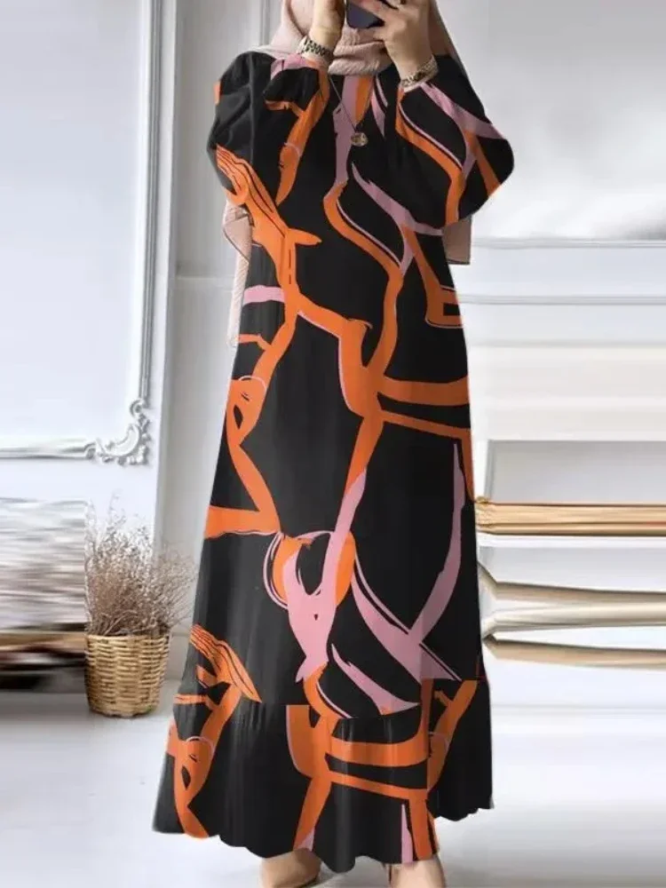 abaya robe musulmane vintage à ourlet à volants pour femmes, robes de soirée marocaines, caftan à lacets pour ramadan, islam, dubaï, robe longue arabe, eid, 2024