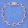 Bijoux pour femmes plaqué argent diamant rouge Bracelet de pierres précieuses Micro pavé émeraude Zircon mode Bracelet pourpre
