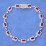 Bijoux pour femmes plaqué argent diamant rouge Bracelet de pierres précieuses Micro pavé émeraude Zircon mode Bracelet pourpre