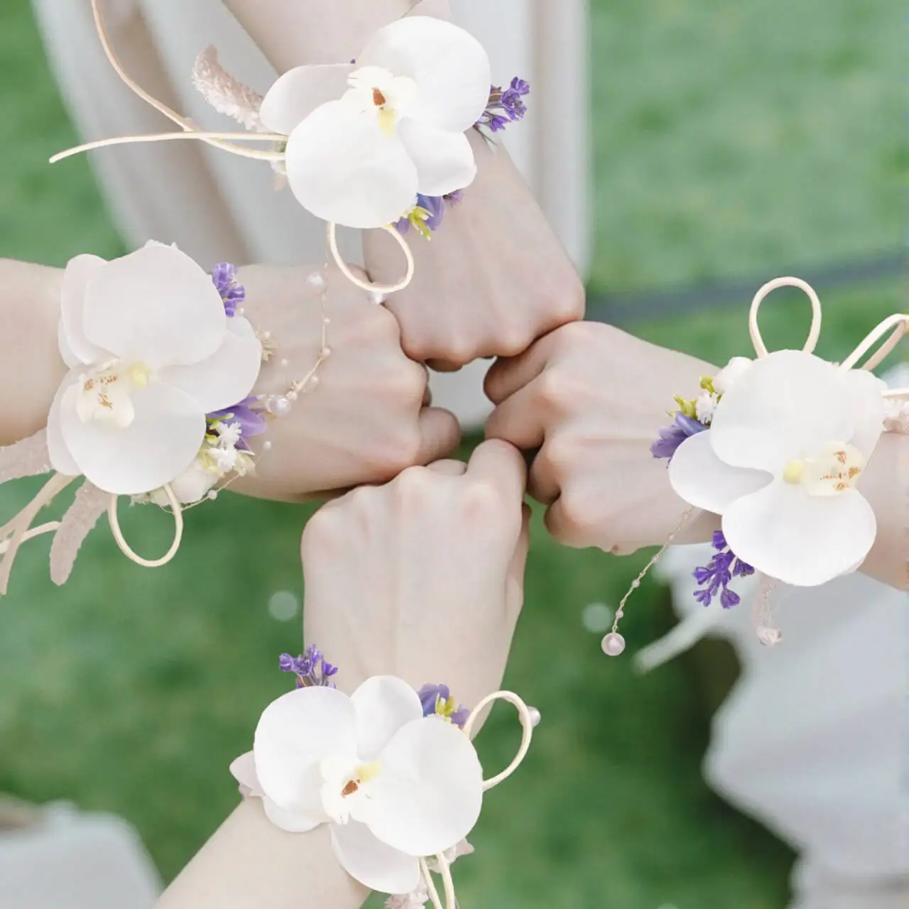 accessoires de mariage romantique, lot de 2 pièces, 1 pièce de fleurs de poignet de demoiselle d'honneur de mariée, 1 pièce de corsage de marié, fournitures de décoration pour événements
