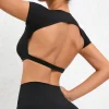 t shirt de sport dos musculaire sans rembourré pour femmes, chemises de sport dos nu, entraînement, gymnastique, yoga, hauts d'extérieur ouverts