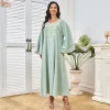 Abaya-Robe Longue Arabe avec Perles pour Femme, Tenue de Soirée Musulmane, Caftan Jalabiya, Dubaï, Maroc, Educatif, Ramadan, Eid