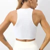 gilet de yoga vêtements de sport pour femmes design rayé noir et blanc haut à manches courtes construction sans couture streetwear