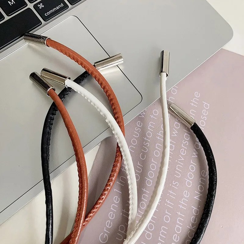 Ceinture en cuir JOThin pour femme, décoration simple avec robe, longue ULnouée, ceinture à cordes vintage