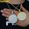 collier pendentif allah musulmans glacé, couleur argent, pavé de zircon cz, breloque lettre scintillante pour femmes et hommes, bijoux hip hop