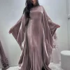 ramadan satin abaya islam musulman été manches chauve souris maxi robe kebaya abayas pour les femmes caftan robe musulmane femme robes