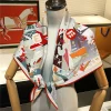 foulard en soie femmes cirque troup imprimer foulards carrés tête echarpes foulards en soie femme enveloppes plage châle bandana dame hijabs 90cm