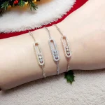Bijoux de luxe français simples et à la mode en argent 925 pour femmes, Bracelet rond mobile à trois diamants en Zircon, cadeau de fête classique