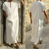 Robe Musulmane Décontractée à Manches Courtes pour Homme, Kaftan Islamique, Thobe Jubba, Dubaï, Arabie Saoudite, Abaya, 5XL
