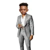 costume marron pour garçons, 2 pièces, veste, pantalon, col châle, smoking de mariage, vêtements pour enfants, robes formelles de fête à la mode
