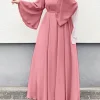 ZANZEA femmes musulmanes Robe Maxi couleur unie col rond à manches longues turc Abaya Robe mode décontracté élégant fête surdimensionné robes