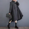 manteau irrégulier à capuche pour femmes coupe vent à la mode taille cordon tempérament ourlet polyvalent automne et hiver veste 2024
