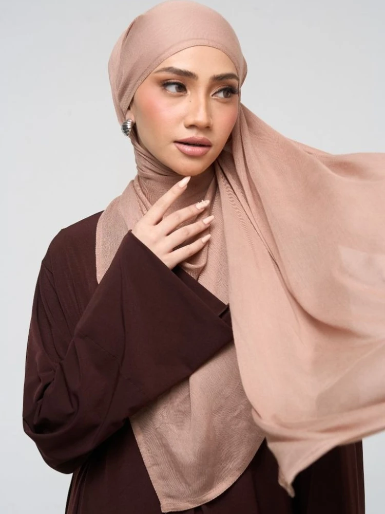 2 pièces ensemble modal hijab avec capuchon intérieur rayonne coton hijabs pour femmes plaine écharpe châles grande taille foulard islamique turban bandeau