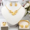 Ensemble de bijoux de mode exquis pour femmes, collier arabe, boucles d&rsquo;oreilles, bracelet, bague, document en or, luxe, mariages, fête de Dubaï, 03/Wear