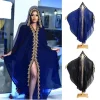 Abaya nouvelle mode américaine européenne femmes noir bleu ample à capuche à manches longues longueur cheville brodé diamant clouté robe