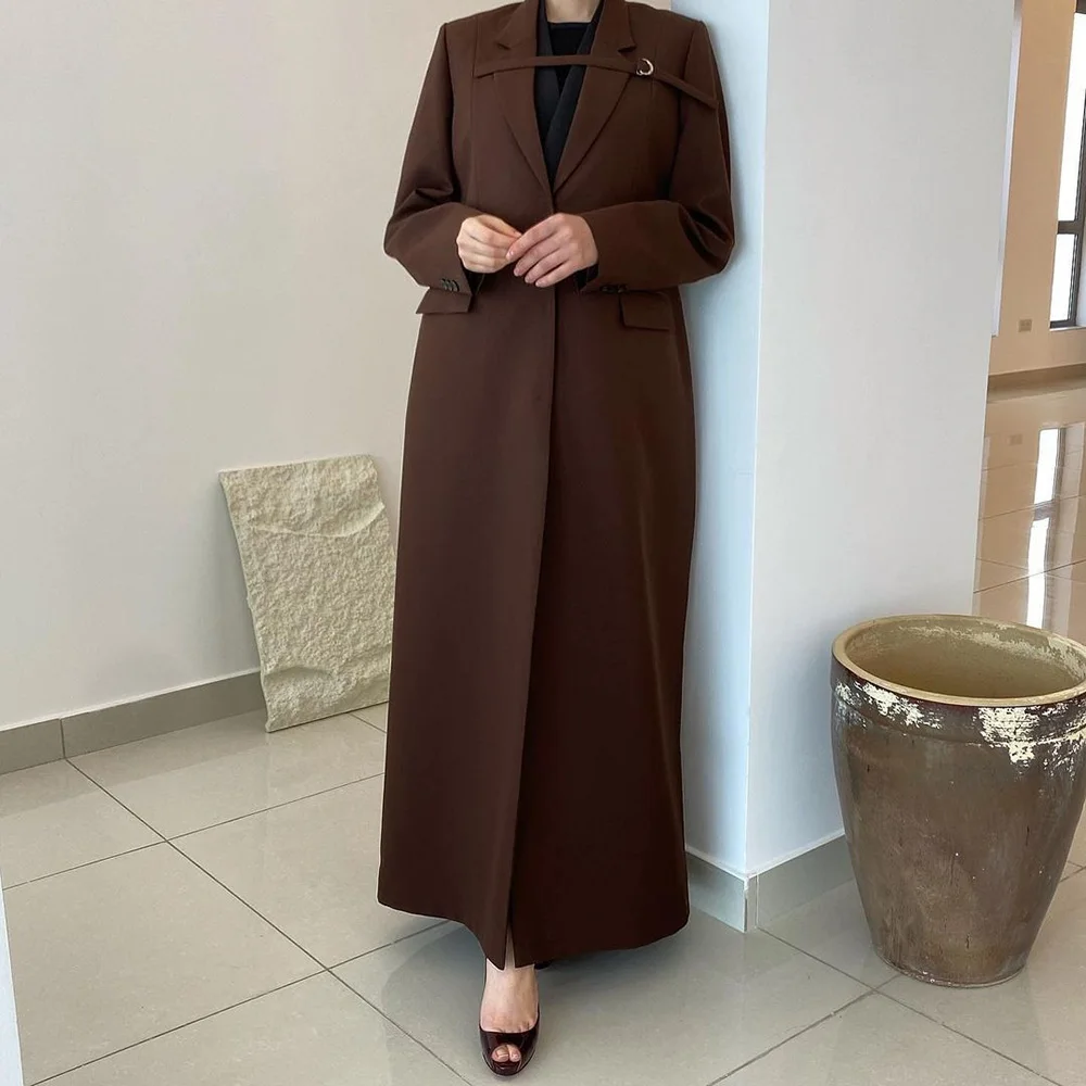 Abaya-Costumes de luxe pour femmes musulmanes, simple boutonnage, revers cranté, blazer féminin élégant, tenues de soirée et de bureau, veste 1 pièce Abaya-Costumes de luxe pour femmes musulmanes, simple boutonnage, revers cranté, blazer féminin élégant, tenues de soirée et de bureau, veste 1 pièce