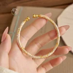 Bracelet en argent pur S999 pour femmes, avec gravure sur or, gourde en émail, fleur de prunier porte-bonheur, soulagement, haute bijoux, cadeau