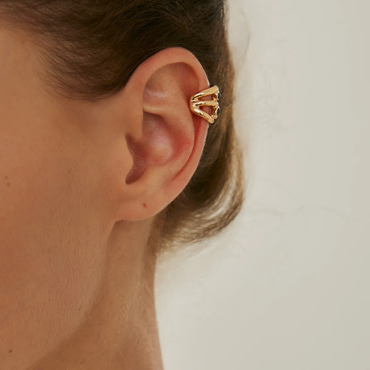 1 paire minimaliste à la mode couleur or Mini boucles d'oreilles à Clip pour les femmes tempérament pas de Piercing incrustation strass boucles d'oreilles bijoux