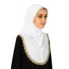 Élégant brodé dentelle style ethnique écharpe longue mince hijabs châle bandana malaisien hijab écharpe femme