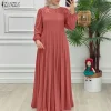 2025 mode musulmane abaya robe zanzea automne dentelle patchwork robes femmes à manches longues plissée robe d'été islamique dubaï robe femme