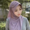 nouveau chapeau musulman à bord souple en éponge de gaze à motifs d'étoiles du moyen orient, écharpe à enfiler pratique, style pompon double face