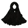 Écharpe hijab en coton polyester, jersey uni, châles longs et extensibles, turban musulman, snood, 180x60cm