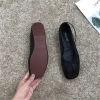 chaussures simples plissées pour femmes, bout carré, ballerines en cuir souple, couleur unie, chaussures de danse élégantes, mocassins à ceinture croisée pour dames