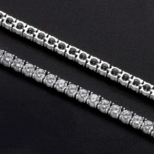 Bracelet en argent pur 17-20 cm pavé 3 mm Montana Blake saphir Semi-précieux beau véritable 925 bijoux de Tennis pour femmes/hommes