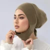 hijab instantané pour femmes musulmanes, avec bretelles, bonnet en jersey doux, cravate au dos, casquette intérieure, turban solide et extensible, bandeau eid