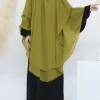 2 couches en mousseline de soie longue khimar femmes musulmanes hijab modeste prière eid hijabs foulard châle long djellaba niqab vêtement de prière