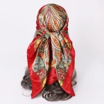 Foulard de tête pour femmes, accessoires de Costume de Pirate, Bandana rouge en soie pour envelopper les cheveux, Foulard doux en Satin